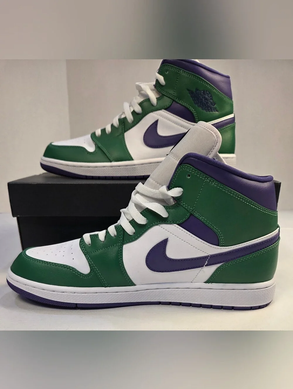 Nike Air Jordan 1 Mid White/Green/Purple Men's Sneakers